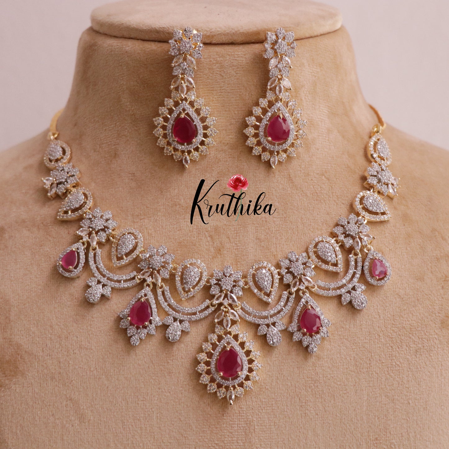Beautiful AD/CZ Necklace NC1918 (Available in 2 Colours)
