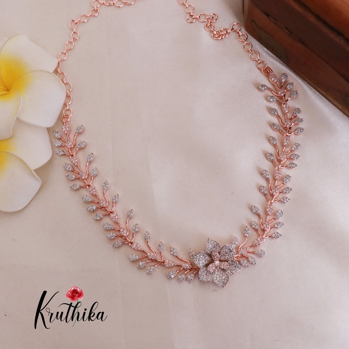 Trendy CZ/AD Flower Design Necklace NC1830 (Available in 4 colours)