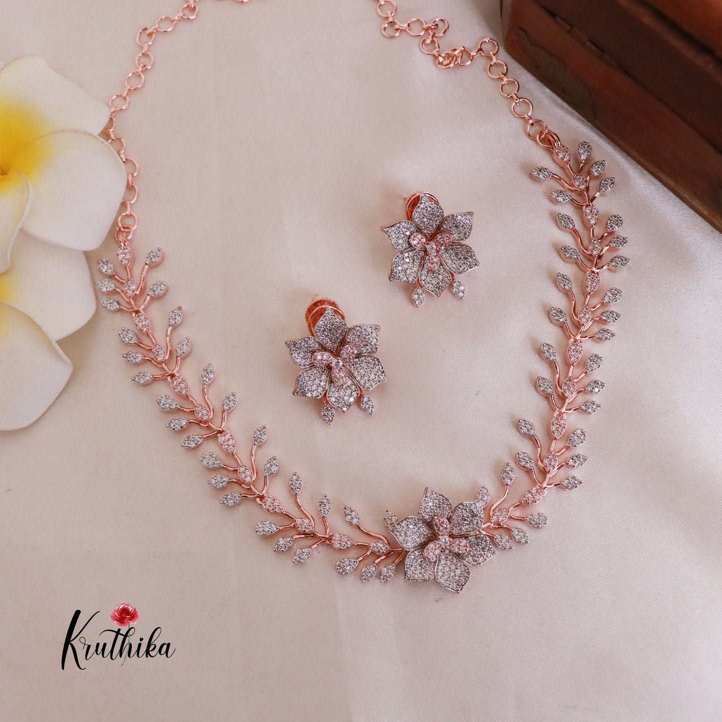 Trendy CZ/AD Flower Design Necklace NC1830 (Available in 4 colours)
