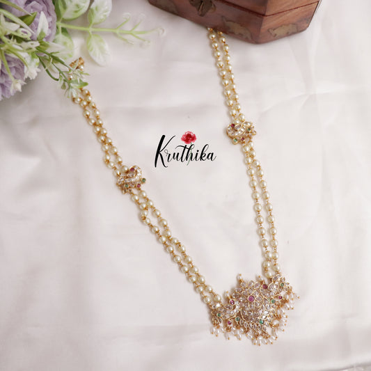 Trendy Two Layer Pearl Haaram with Peacock Pendant LH1956