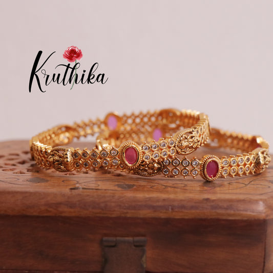 Beautiful AD Lakshmi Kemp Stone Bangles B185