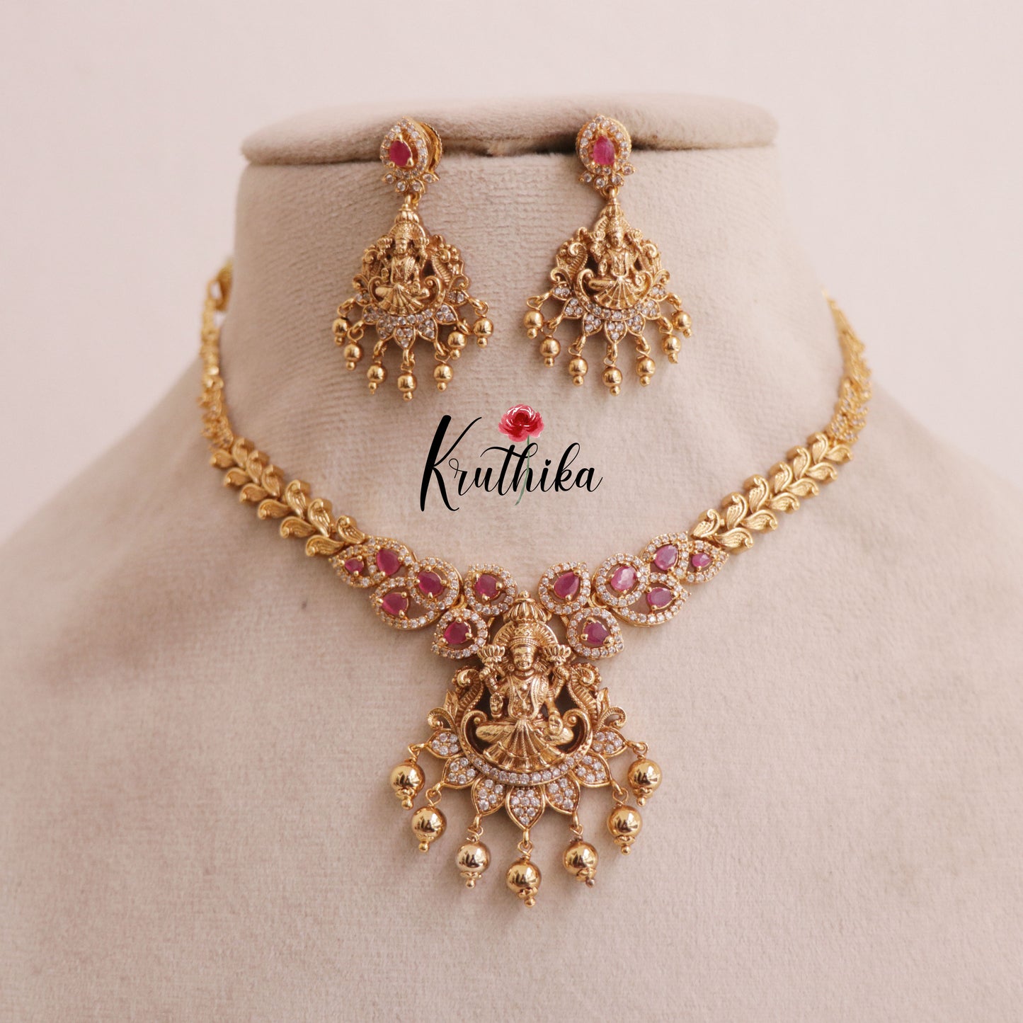 Pretty Lakshmi Peacock AD Necklace NC1502 (Available in 2 Colours)