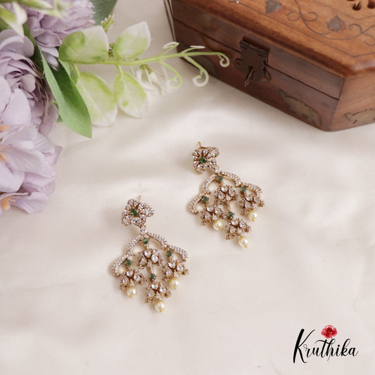 Stunning AD Stones Sparkling Layered Jhumka Earrings E791