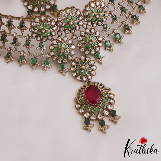 Sparkling Floral Motifs AD Choker NC2708 (Available In 2 Colors)