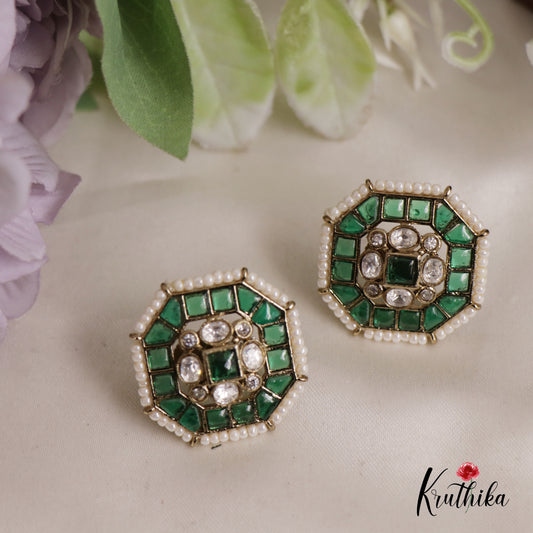 Elegant Geometric Shaped Jadau Earrings E796