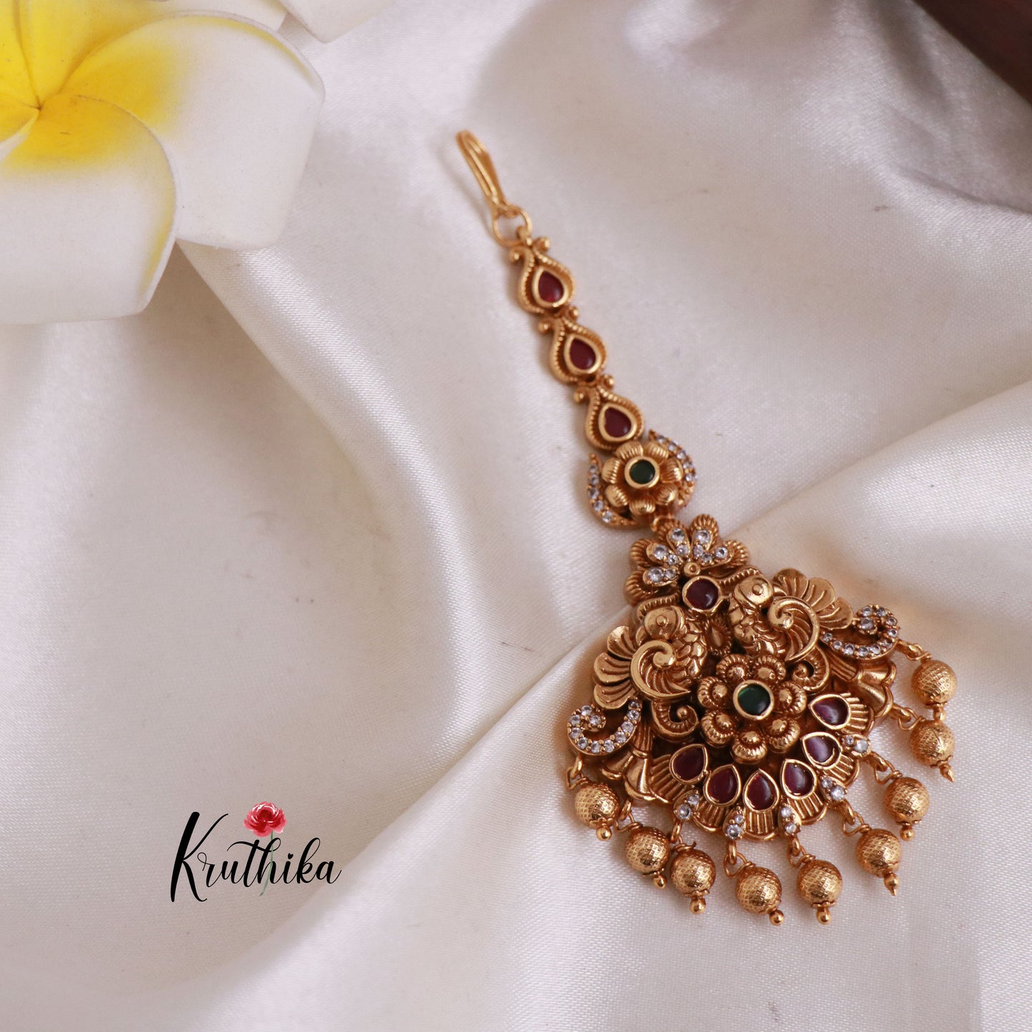 Beautiful Peacock Flower Maang Tika MT225