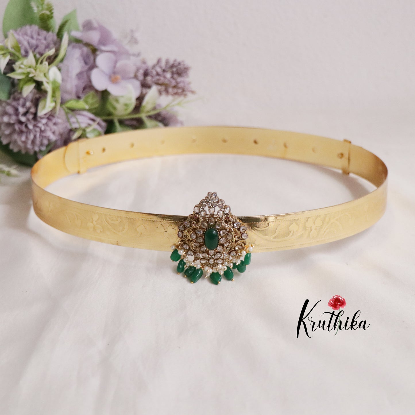 Beautiful AD Sparkling Bead Drops Victorian Pendant Vaddanam  V265 (Available in 4 Colours)