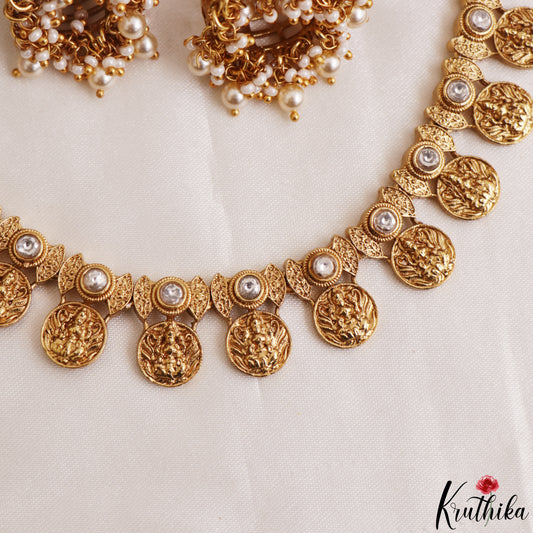 Classic Lakshmi Motifs Kasu Choker NC3215