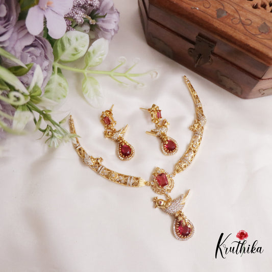 Beautiful CZ Peacock Pendant Hasli Necklace NC2276 (Available in 3 Colors)