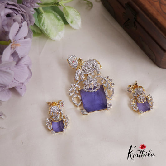 Elegant Victorian Elephant Pendant Set PS246 (Available In 5 Colours)