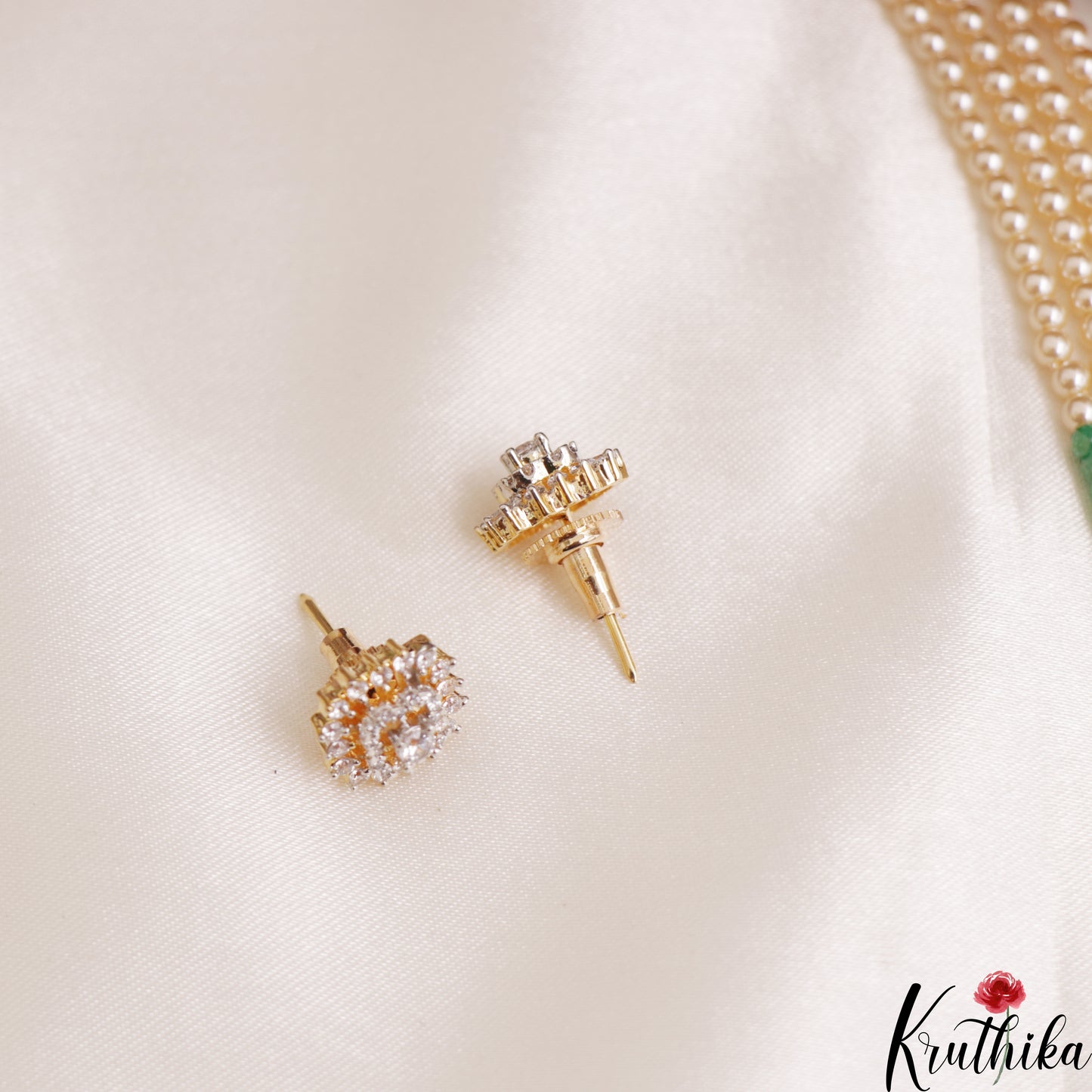 Trendy Multi Layered Crystal & Pearl Haaram With Floral Accents LH2129