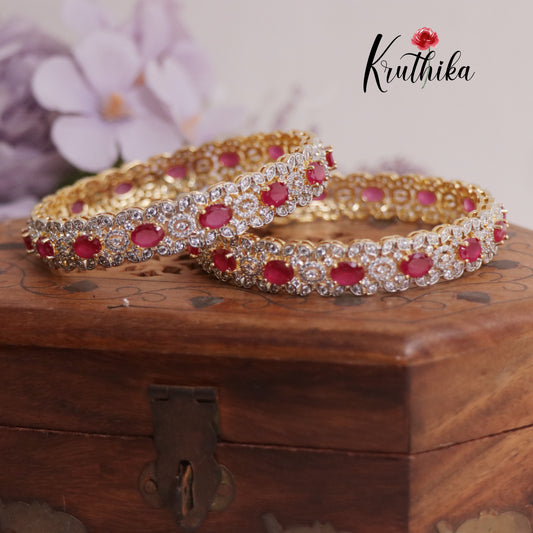 Elegant CZ Gold Finish Bangles B315 (Available in 2 Colours)