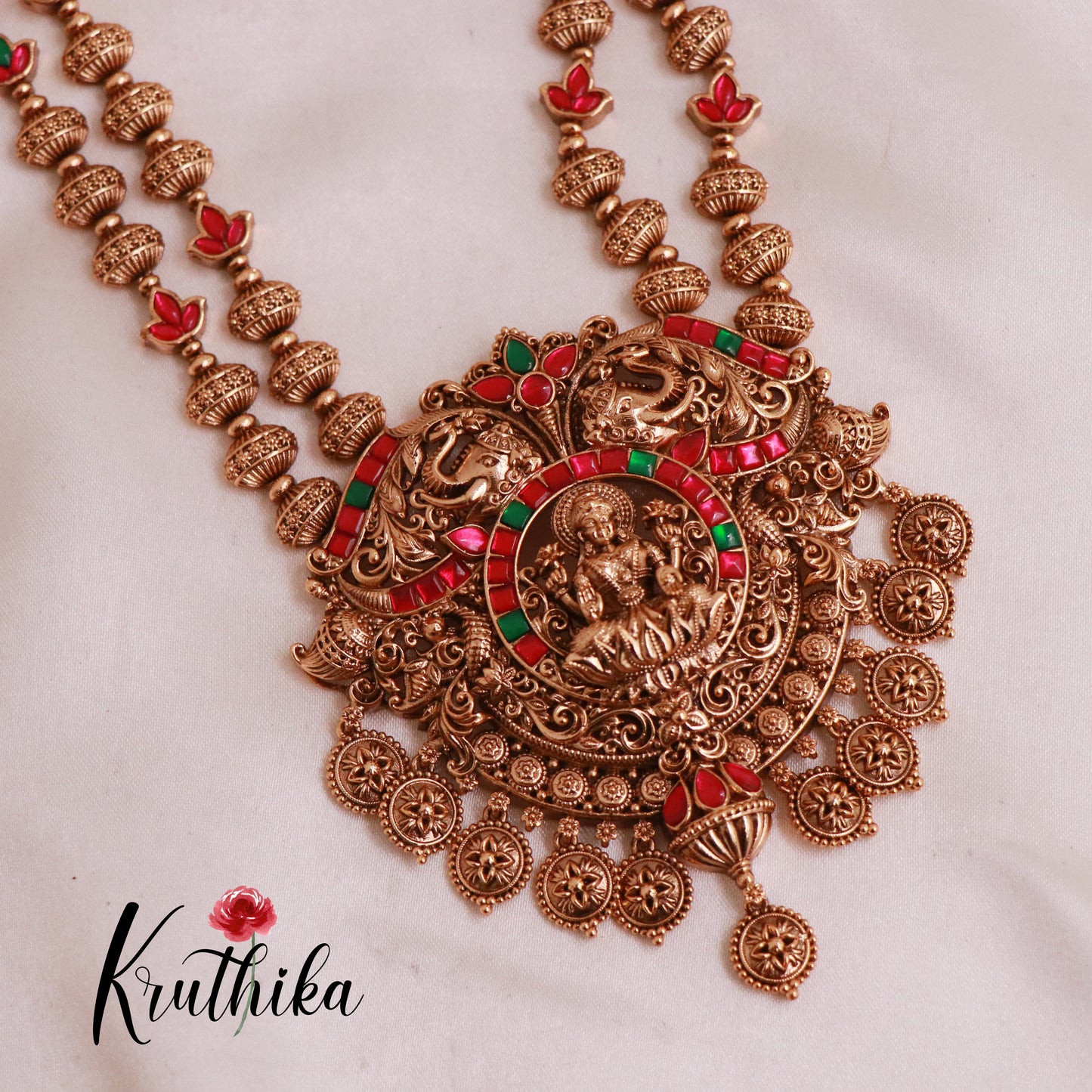 Grand Lakshmi Jadau Beads Haaram LH1831