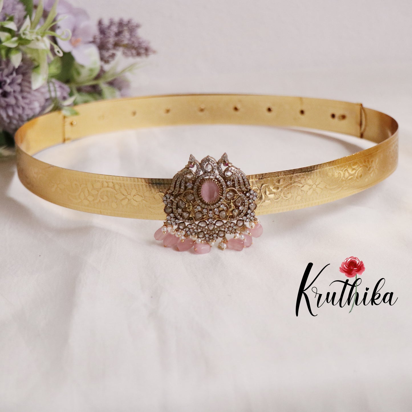 Beautiful Light Weight CZ Sparking Peacock Victorian Hip Belt V267 (Available in 4 Colours)