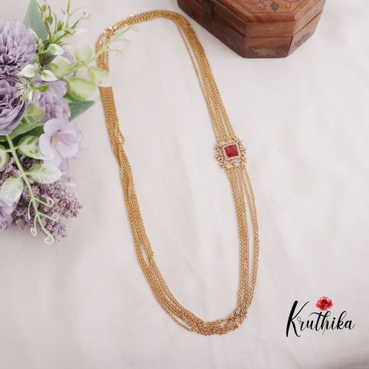 Trendy Four Layer Chandra Haaram Ruby with AD Pendant Sets LH1943 (available in 2Colors)