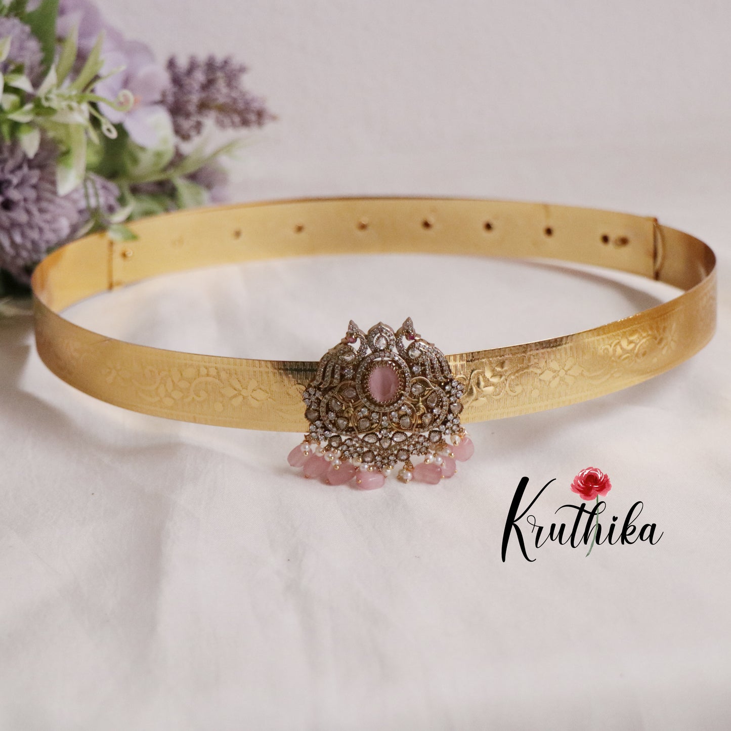 Beautiful Light Weight CZ Sparking Peacock Victorian Hip Belt V267 (Available in 4 Colours)