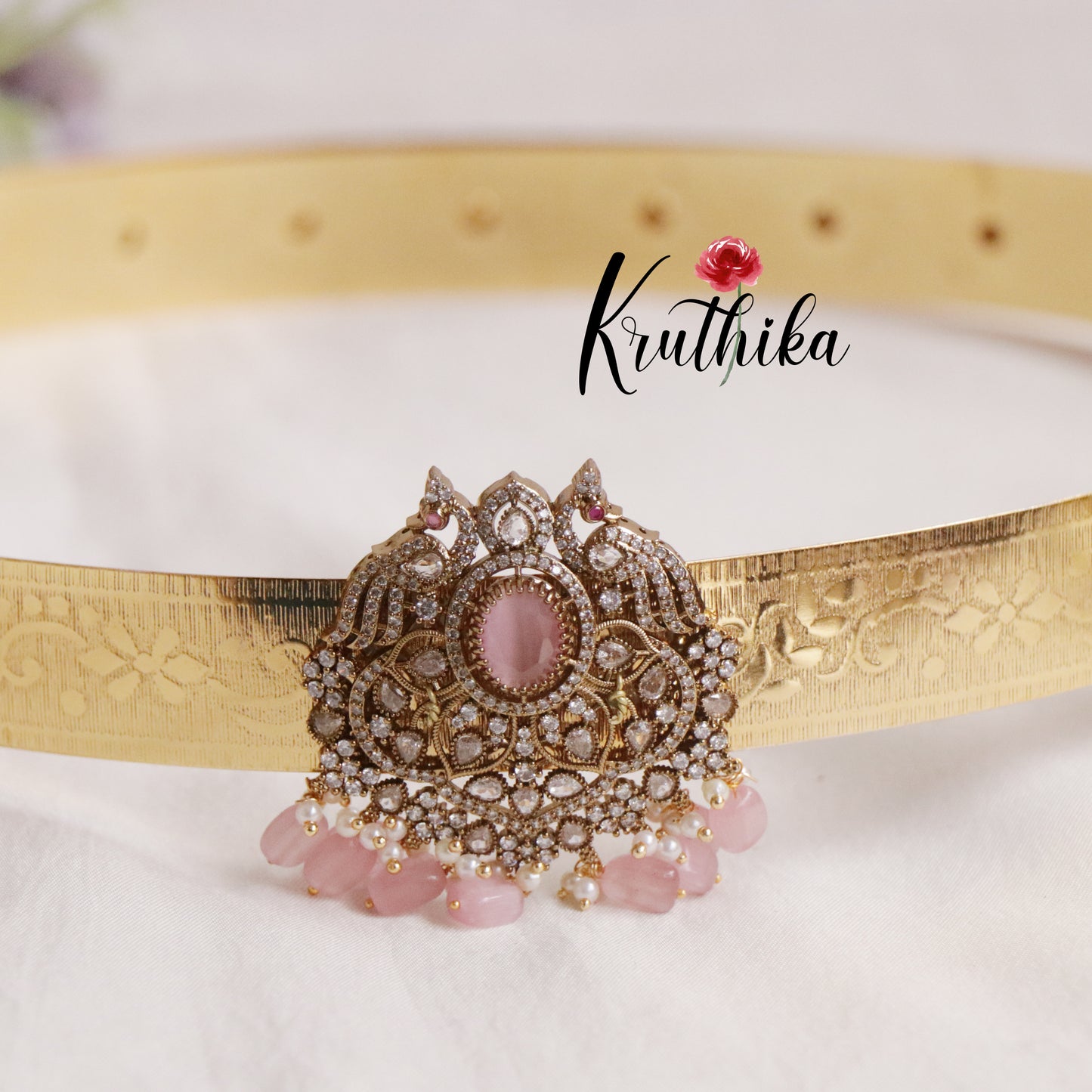 Beautiful Light Weight CZ Sparking Peacock Victorian Hip Belt V267 (Available in 4 Colours)