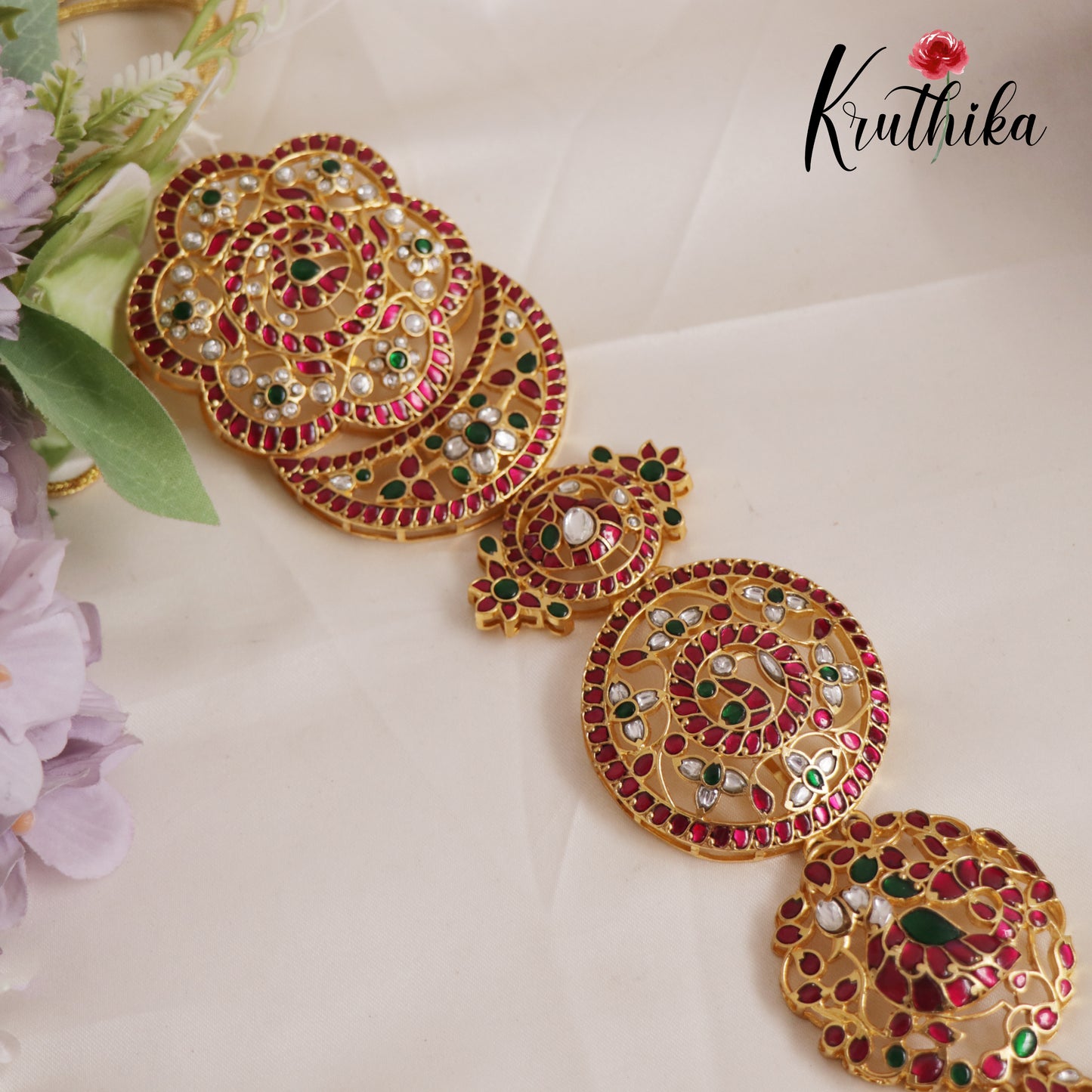 Stunning Floral Geometric Motifs Jhumka Jadau Jada Billa J285