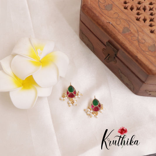 Elegant Floral Jadau Earcuffs | upper earrings | Bugadi Earrings E506