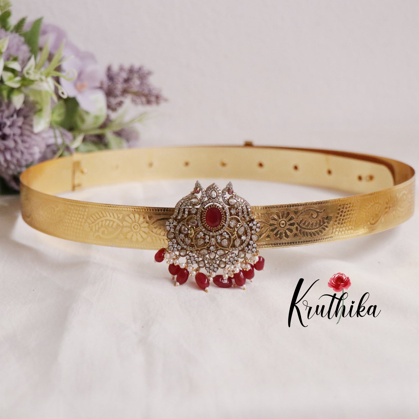 Beautiful Light Weight CZ Sparking Peacock Victorian Hip Belt V267 (Available in 4 Colours)