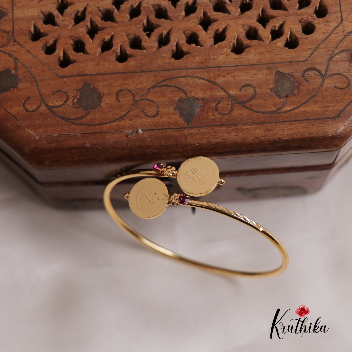 Elegant Gold Lakshmi Coin Single Kada Openable B352