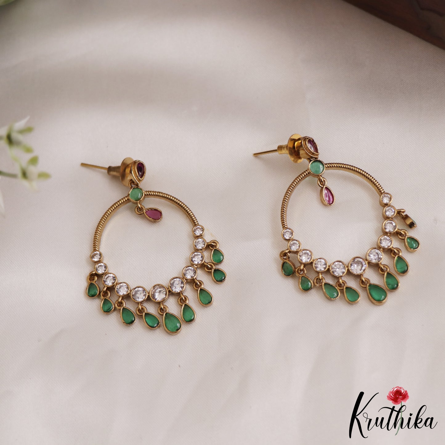 Beautiful Teardrop Chandbali Earrings E875 (Available In 2 Colors)