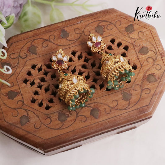 Beautiful Antique Multi Stone Jhumkas E661