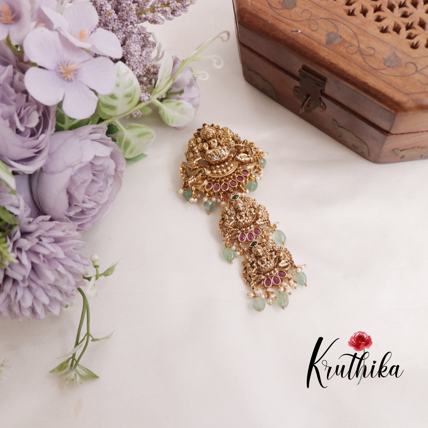 Beautiful Nagas Lakshmi Kemp Jada Billa with Pastel Beads J245