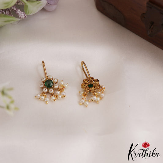 Elegant Kemp Floral Earcuffs | Upper Earrings | Bugadi Earrings With Pearl Drops E889