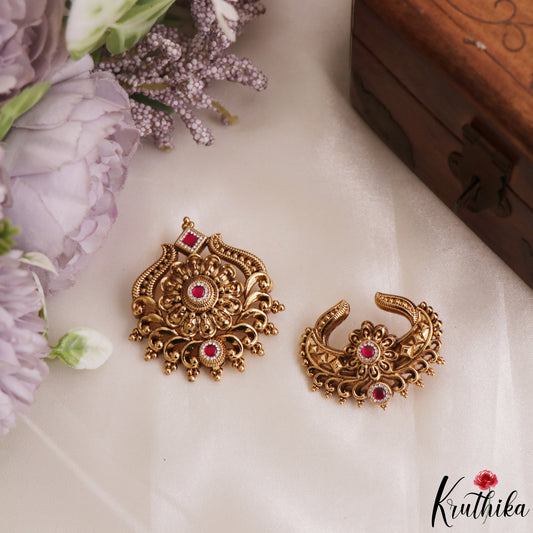 Elegant Antique Floral Motifs Chandra Surya Kemp Hair Ornaments J428 (Available In 2 Colors)