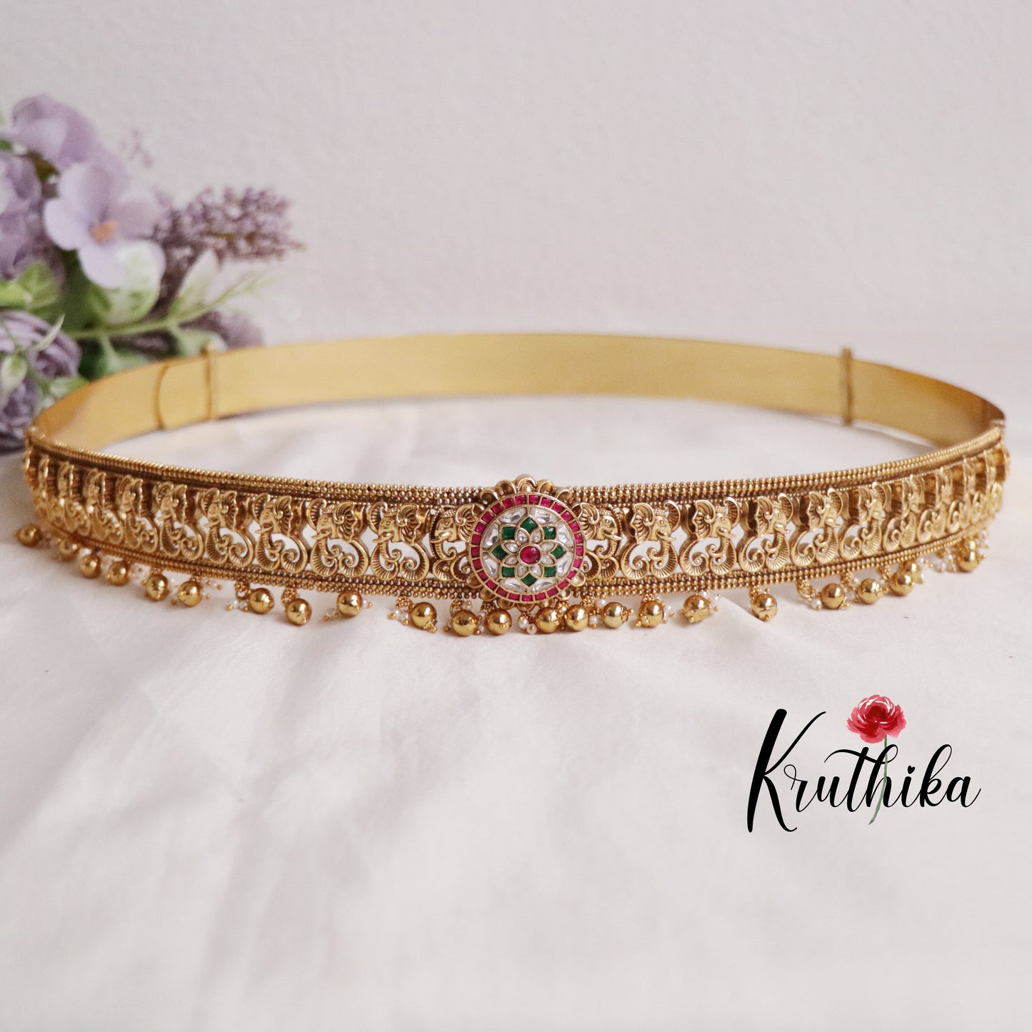 Beautiful Antique Jadau Hip Belts with Golden Beads Drops V273