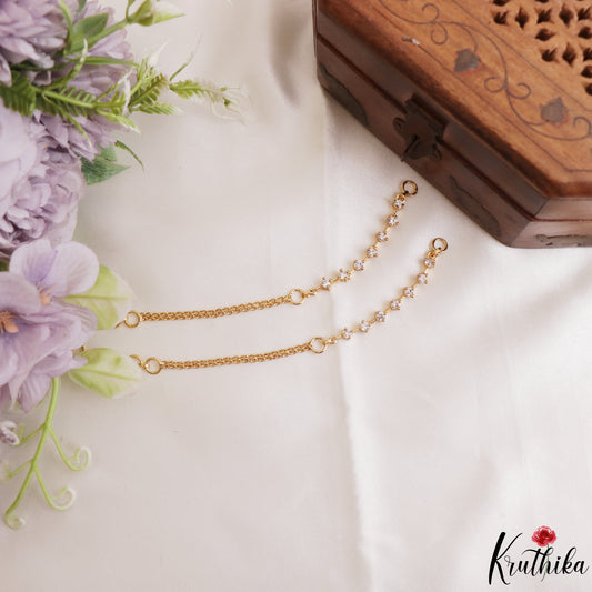 Pre-Order - Simple Gold-Tone CZ Earchains EC237 - (Pre order-Shipping starts from 8th September)