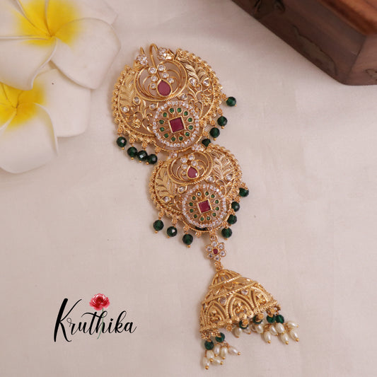 Grand AD Stone Jada Billa with Crystal Beads J157 (Available in 2 Colours)