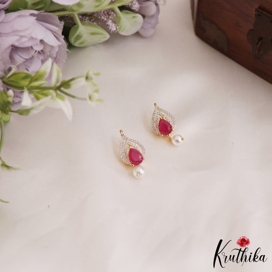 Classic Teardrop Earcuffs | Upper Earrings | Bugadi Earrings With Pearl Drop E891 (Available In 2 Colors)
