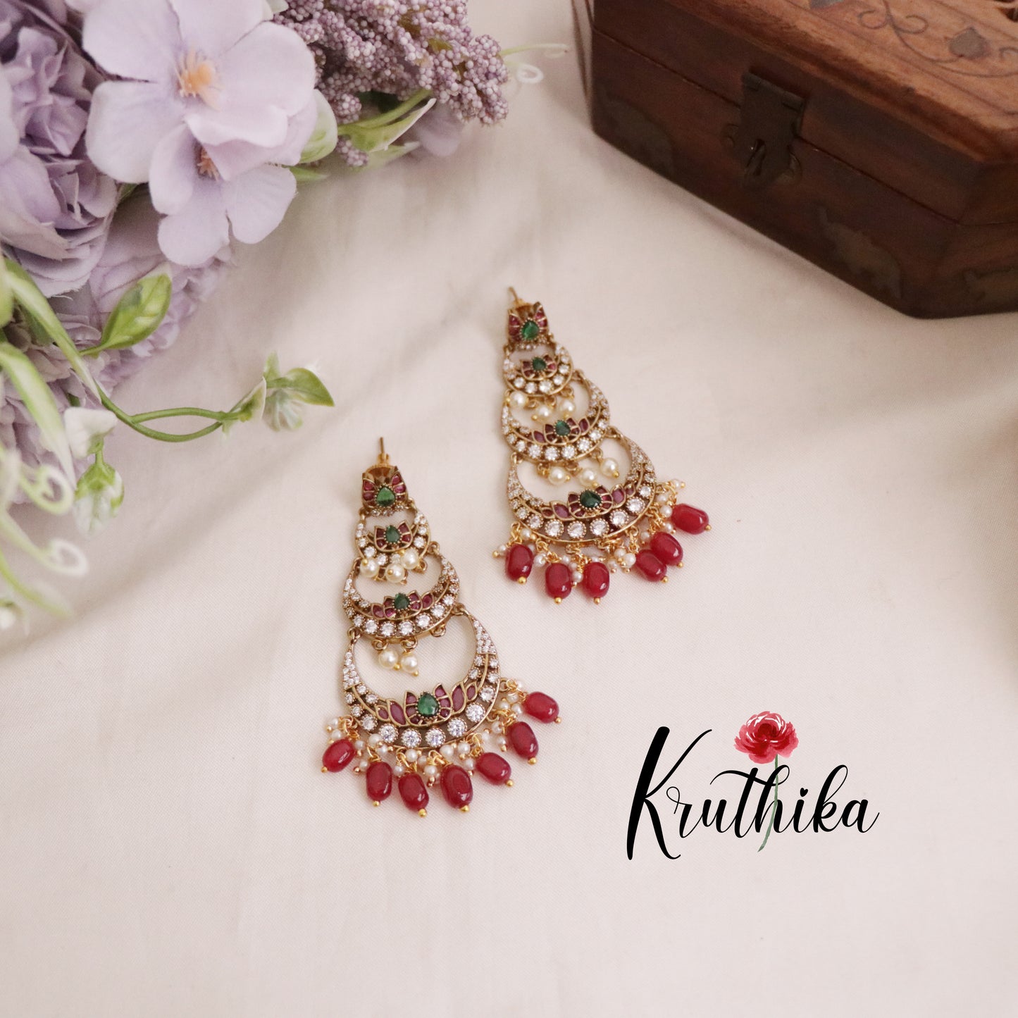 Trendy Three Step Chand Bali Earrings E630 (Available in 3 Colors)