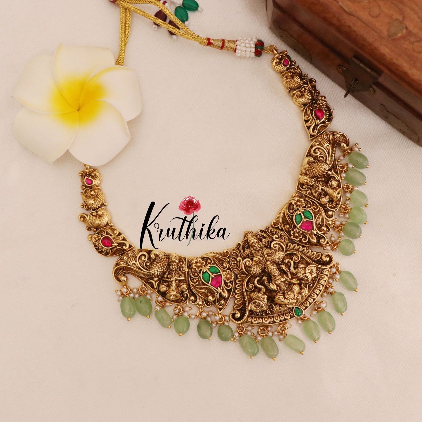 Premium Nagas Jadau Lakshmi necklace NC1786 (three color options)