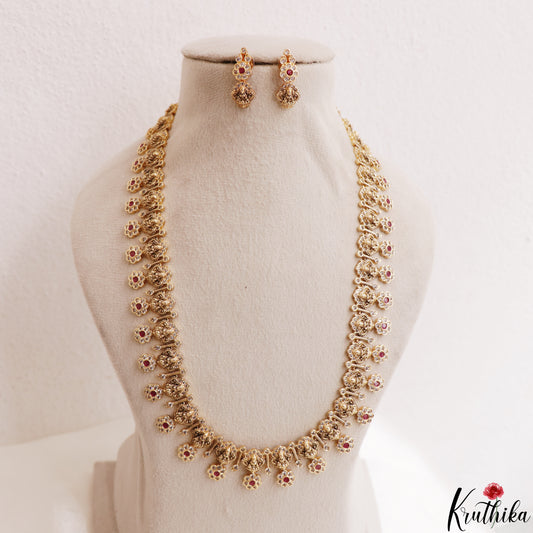 Classic Antique Nagas Lakshmi Floral Motifs Temple Haaram LH2186 (Available In 2 Colors)