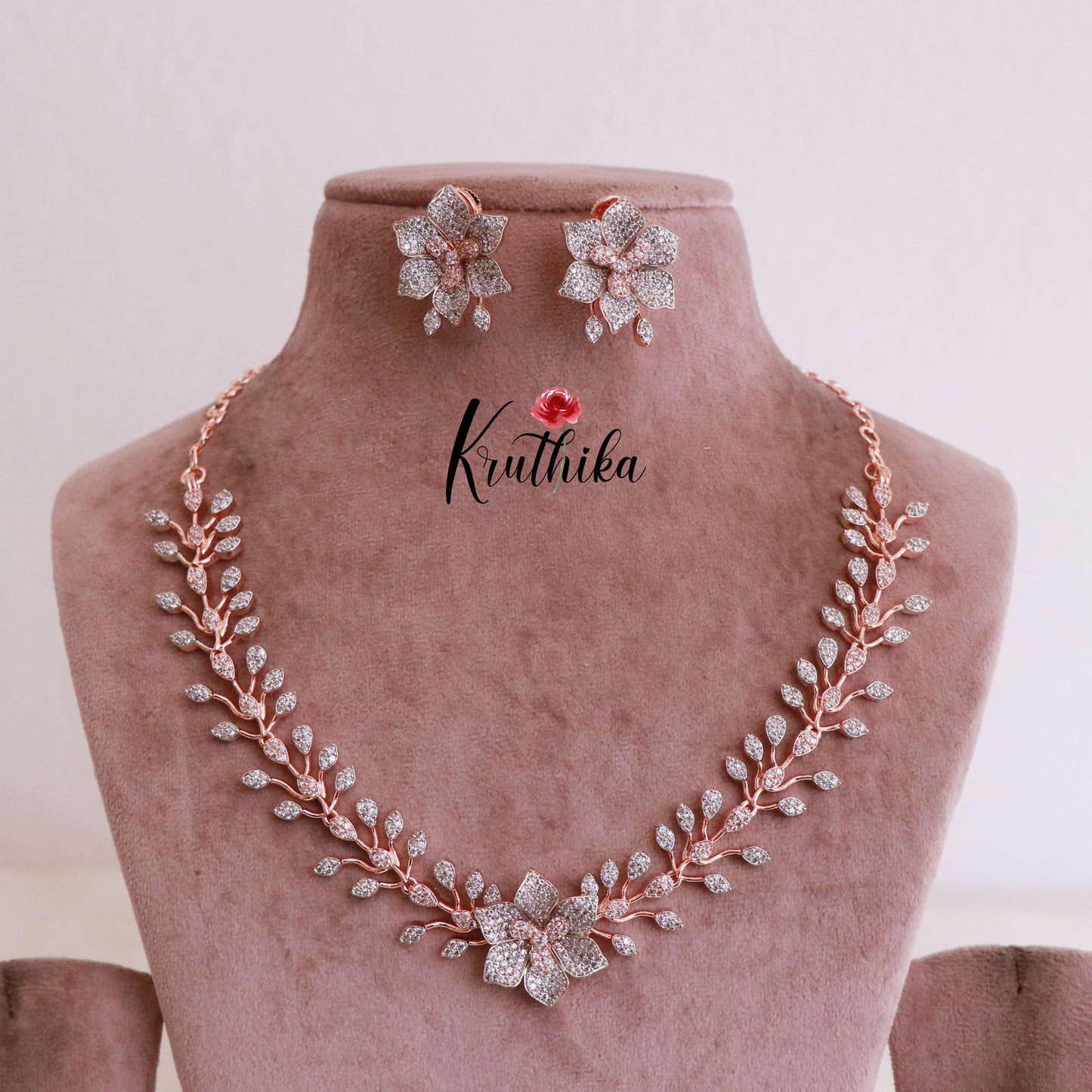 Trendy CZ/AD Flower Design Necklace NC1830 (Available in 4 colours)
