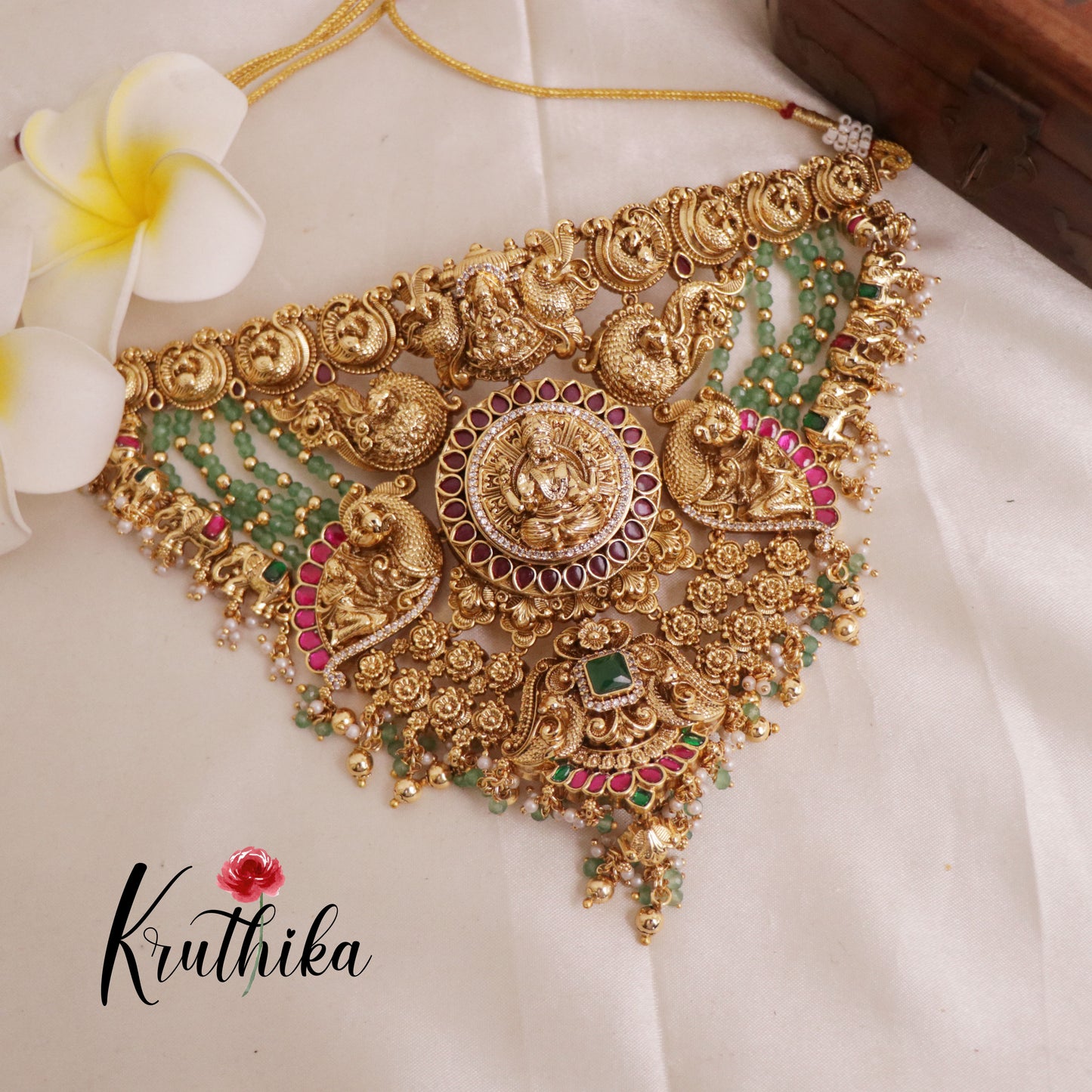 Gorgeous and Premium Jadau Lakshmi peacock choker NC1953