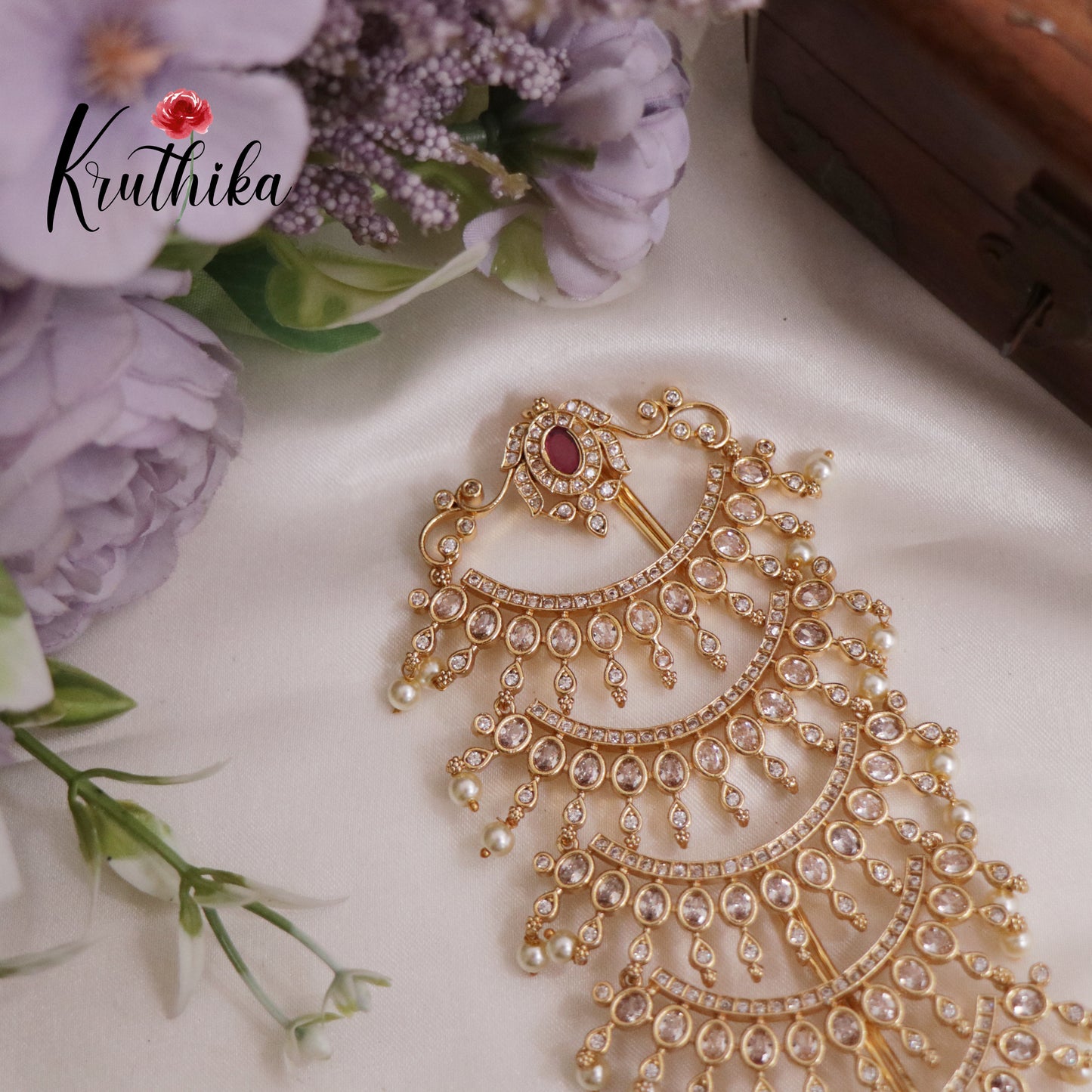 Elegant Pearl Drop Kundan Jada Billa J221 (Available in 2 colours)