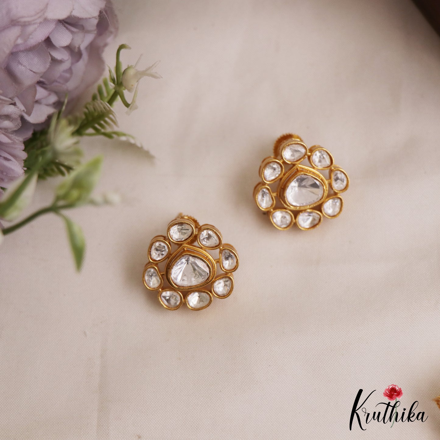 Pretty Floral Peacock Motifs Polki Victorian Pendant Set PS287 (Available In 2 Colors)