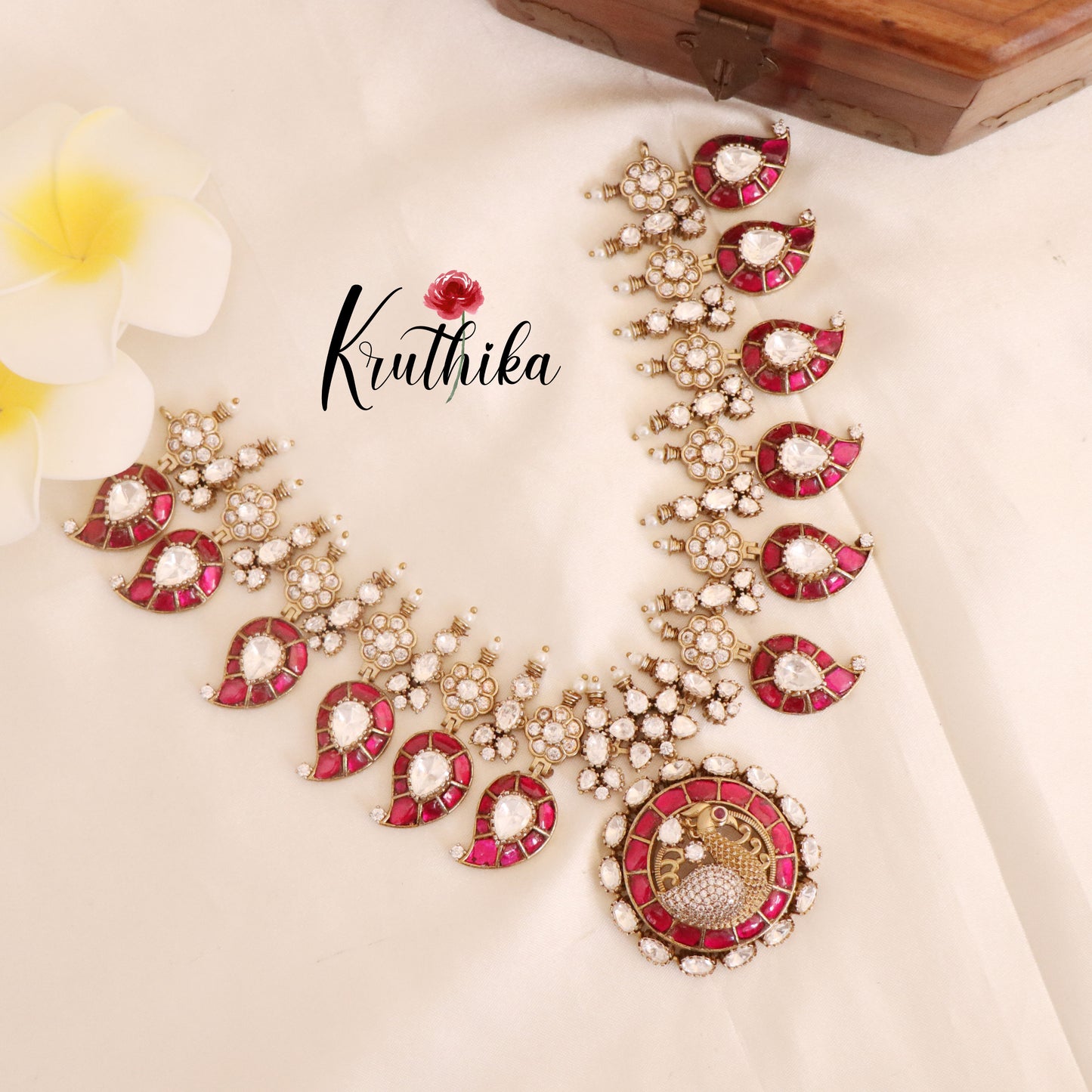 Elegant Premium Peacock Mango Jadau Necklace NC1757 (Available in 2 Colours)