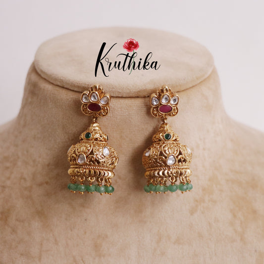Beautiful Antique Multi Stone Jhumkas E661
