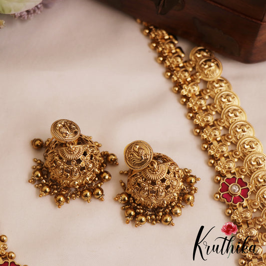 Beautiful Antique Peacock Motifs Kasu Jadau Haaram LH2086 (Available In 2 Colors)