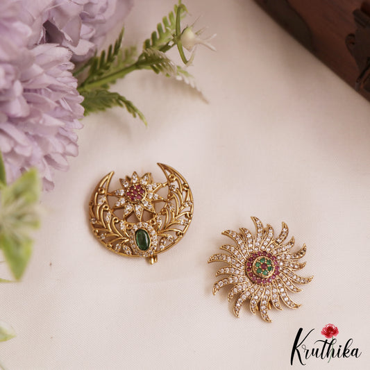 Classic Floral Motifs Chandra Surya AD Hair Ornaments J370