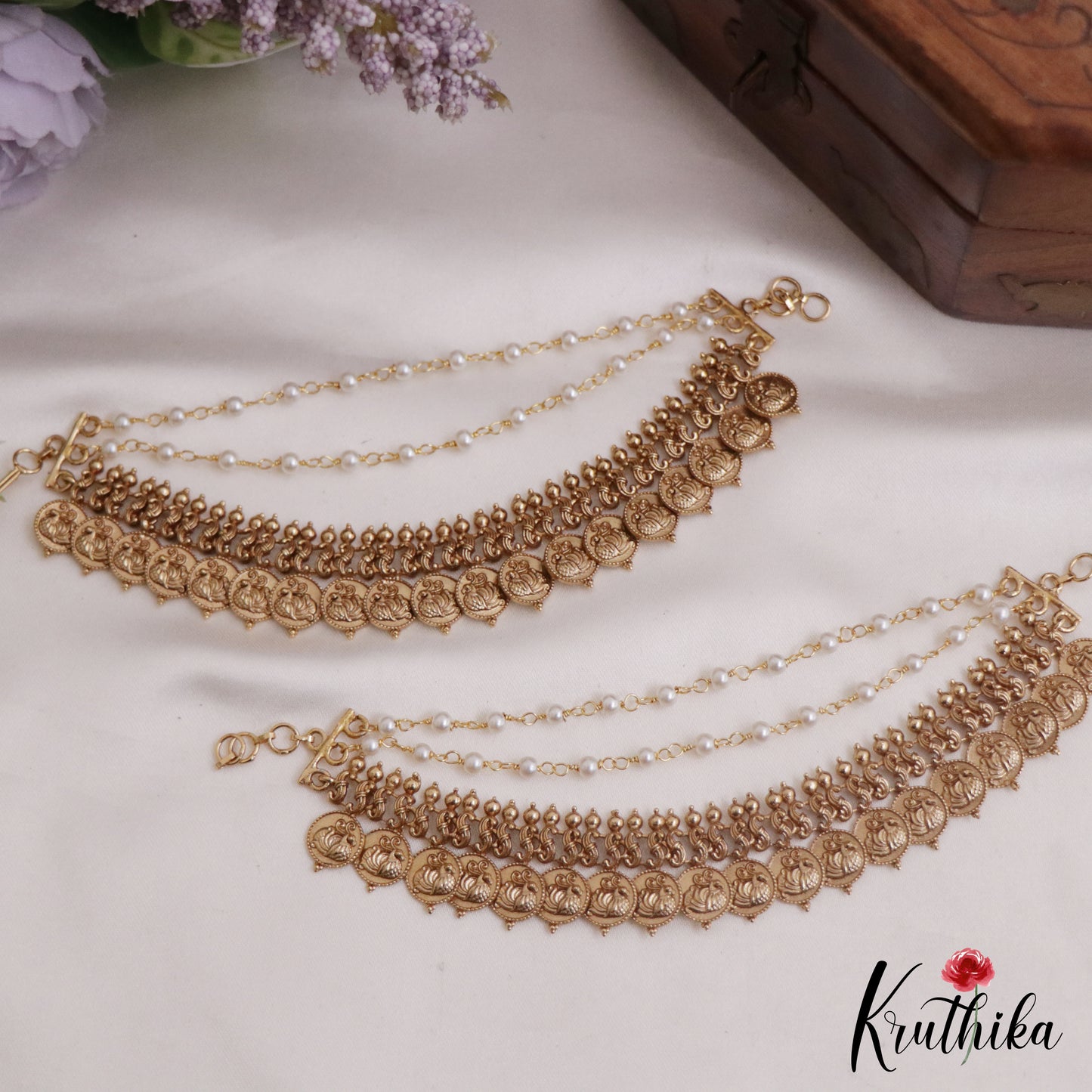 Grand Multi-Layered Lakshmi Kasu Earchains EC127