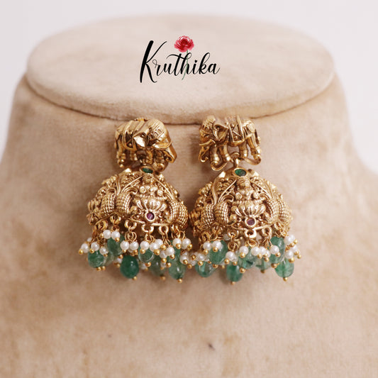 Premium Antique Elephant Lakshmi Jhumka E660