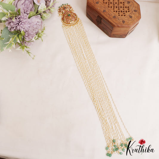 Stunning Peacock Floral Motifs Multi Pearl Strand Kemp Jada Billa With Green Bead Drops J380
