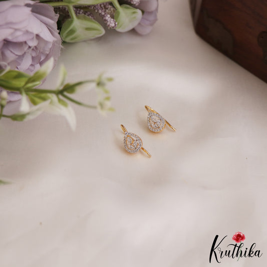 Elegant Leaf Shape Earcuffs | Upper Earrings | Bugadi Earrings With Pearl Drops E893