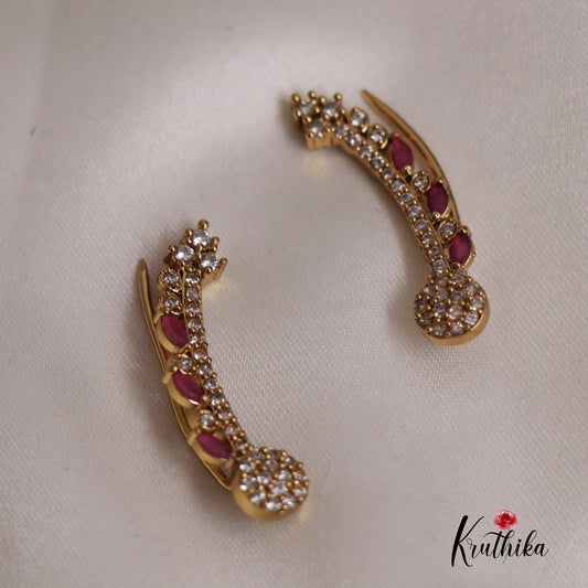 Stunning AD Stone Leaf Shape Ear Climbers E782 (Available In 2 Colours)